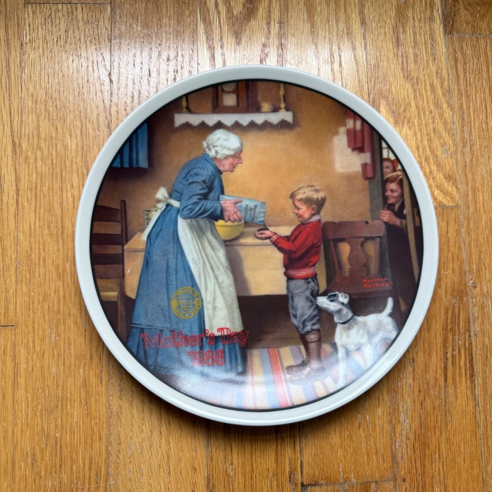 Norman Rockwell The Pantry Raid Mother's Day Plate 1986 Edwin Knowles 18748C
